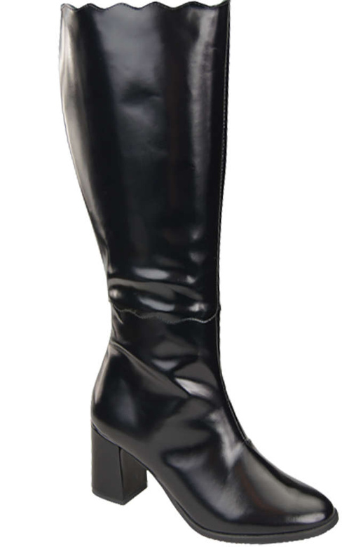 Klassische Damenstiefel, Naturleder, Schwarz, Glänzend 176 ElitaBut