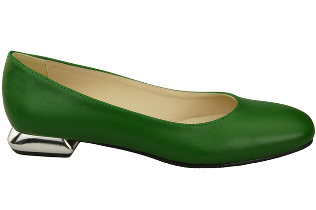 Flache Frauen Schuhe Grün Dekorative Ferse Naturleder 209 ElitaBut