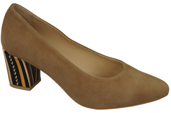 Damenschuhe Pumps Olivfarbenes natürliches Wildleder mit dekorativem Absatz 158 von ElitaBut