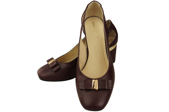 Schuhe Damen Burgunderrote Pumps aus Naturleder mit dekorativem Absatz 199 ElitaBut