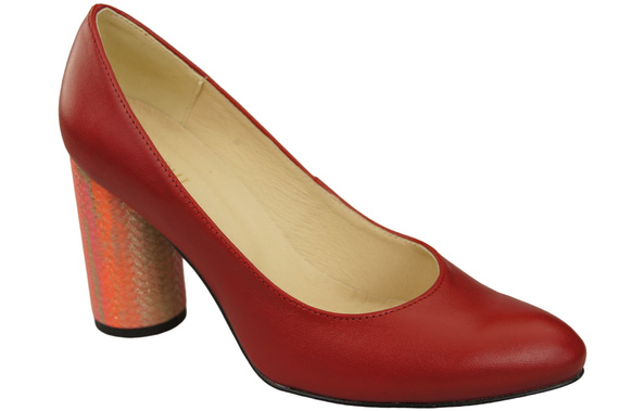 Damenschuhe Pumps Rot Naturleder Bunter Zierabsatz 194 ElitaBut