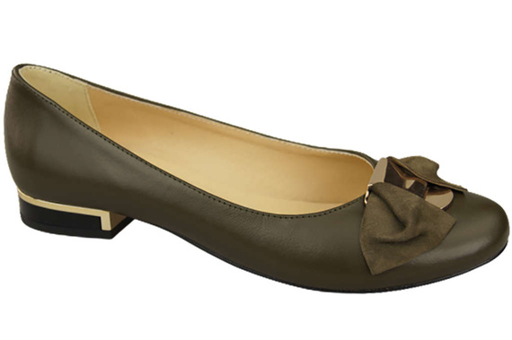 Damen-Ballerinas, Naturleder, Oliv 894 ElitaBut