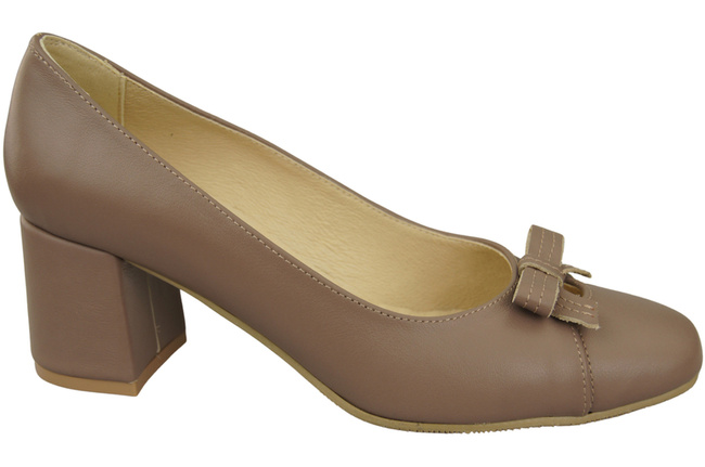 Damen Pumps mit Schleife Cappuccino Dunkel Naturleder und niedrigem Absatz 203 ElitaBut