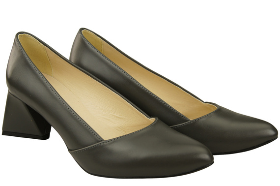 Damen Pumps Graphit Echtleder Spitz Zehen Absatz ElitaBut 221