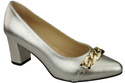 Klassische Frauen Silber Naturleder Schuhe mit Gold Ornament Kette 200 ElitaBut