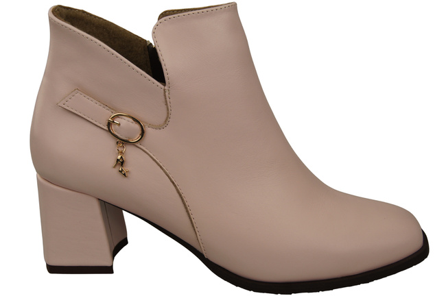 Damen-Stiefeletten ElitaBut 226 Puderrosa aus Naturleder, gefüttert, eckige Zehenkappe, Blockabsatz