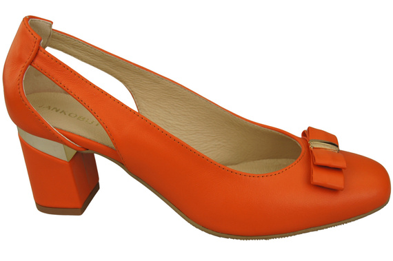 Schuhe Damen Orange Pumps aus Naturleder mit dekorativem Absatz 199 ElitaBut
