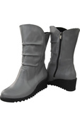 Schuhe Damen-Keilstiefel Winter, Naturleder, Grau 140 ElitaBut