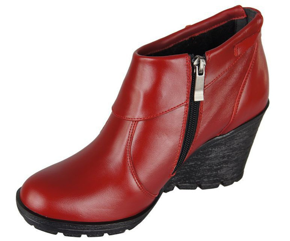Damenschuhe Keilstiefel, Naturleder, Rot 739 ElitaBut