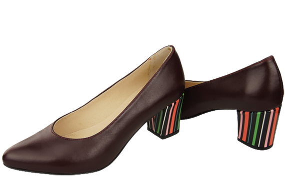 Damenschuhe Burgunderrote Pumps aus Naturleder mit dekorativem Absatz 158 ElitaBut