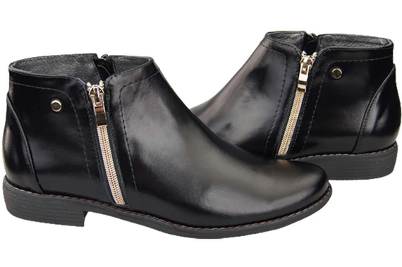 Damenschuhe Damenstiefel Warmes Naturleder Schwarz glänzend 872 von Elitabut