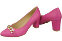 Klassische Frauen Fuchsia Naturleder Schuhe mit Gold Ornament Kette 200 ElitaBut