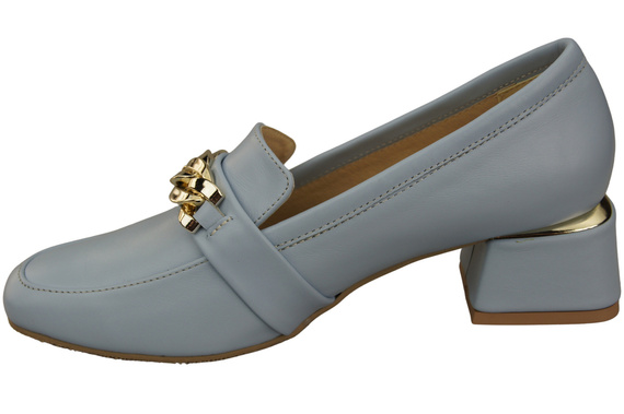 Damenschuhe mit Zierkette Pumps Mokassins Naturleder 193 Hellblau ElitaBut