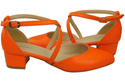 Damen Sandalen Echtleder Orange mit Riemen Niedriger Absatz 223 ElitaBut