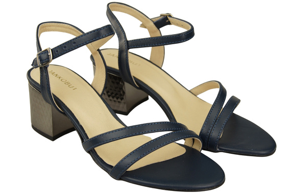 Damenschuhe Marineblaues Naturleder 197 Sandalen, die den Fuß sinnlich enthüllen ElitaBut