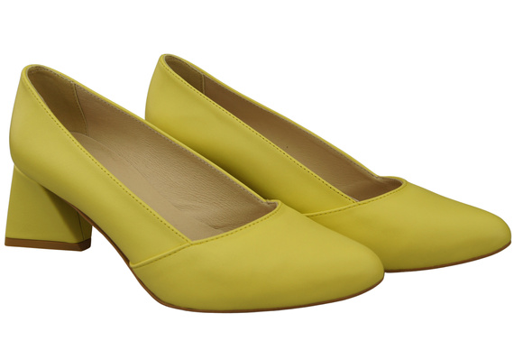 Damen Pumps Zitrone Echtleder Spitz Zehen Absatz ElitaBut 221