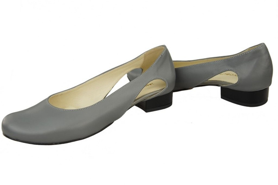 Damen-Ballerinas Grau, Naturleder 103 ElitaBut