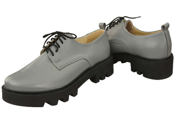 Schuhe Damen-Schnürschuhe, graues Leder, Natur 180 ElitaBut