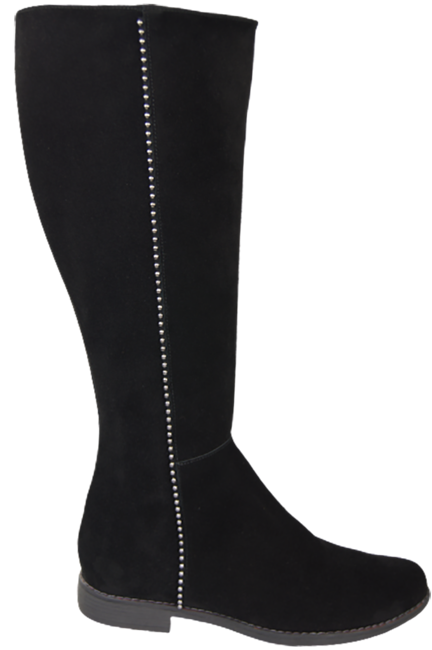 Schuhe Damenstiefel, Naturleder, Velour 153 Schwarz ElitaBut