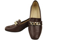 Damenschuhe mit Zierkette Pumps Mokassins Naturleder 193 Schokolade ElitaBut