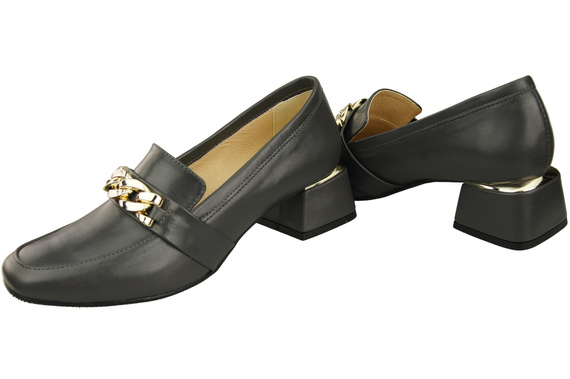 Damenschuhe mit Zierkette Pumps Mokassins Naturleder 193 Graphit ElitaBut