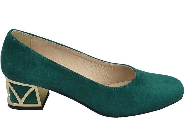 Bequeme Damenschuhe Malachit Pumps mit dekorativem Absatz Natürliches Wildleder 219 von ElitaBut