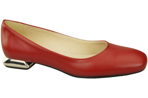 Flache Frauen Schuhe Rot Dekorative Ferse Naturleder 209 ElitaBut