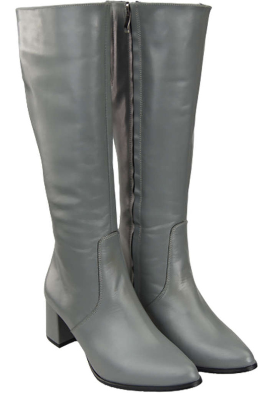 Klassische Damenstiefel, Naturleder, Grau 175 ElitaBut