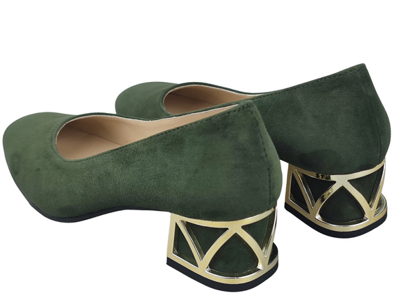 Bequeme Damenschuhe Khaki Pumps mit dekorativem Absatz Natürliches Wildleder 219 von ElitaBut