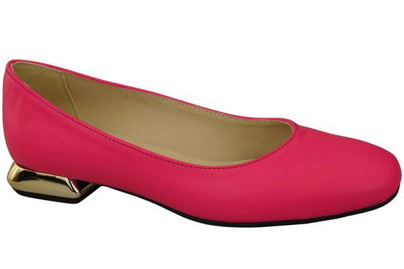 Flache Frauen Schuhe Neon Rosa Dekorative Ferse Naturleder 209 ElitaBut