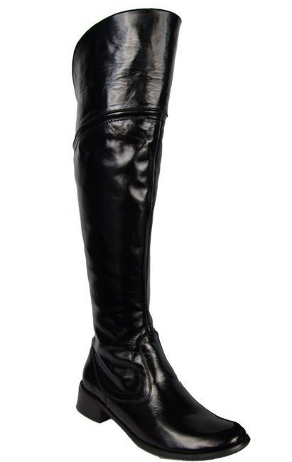 Schuhe Damenstiefel Stiefel Overknee-Stiefel, Naturleder, Schwarz, Lackleder 638 ElitaBut