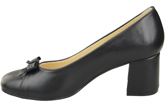 Damen Pumps mit Schleife Schwarz Naturleder und niedrigem Absatz 203 ElitaBut