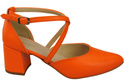 Elegante Orange Ledersandalen mit offener Seite und stabilem Absatz 218 ElitaBut