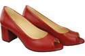 Damenschuhe PEEP TOE Pumps aus rotem Naturleder mit beschichtetem Absatz 192 ElitaBut