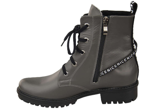 Schuhe Damen-Stiefeletten mit der Aufschrift NICE, Naturleder, Graphit 173 L ElitaBut