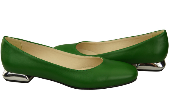 Flache Frauen Schuhe Grün Dekorative Ferse Naturleder 209 ElitaBut