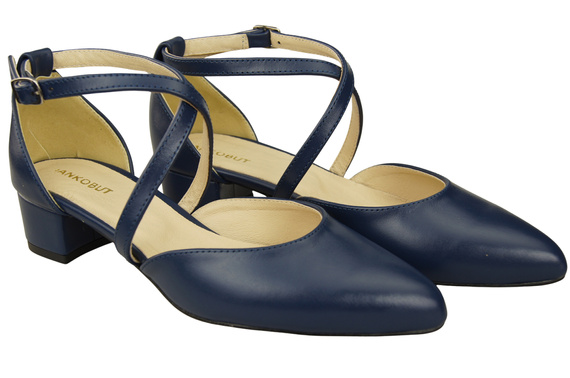 Damen Sandalen Echtleder Marineblau mit Riemen Niedriger Absatz 223 ElitaBut