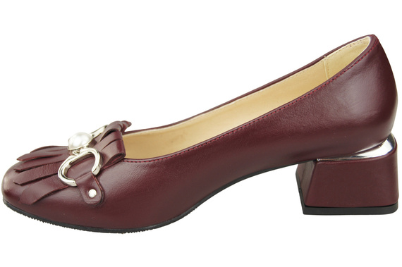 Damenschuhe Pumps mit Fransen verziert Burgund Naturleder 195 ElitaBut