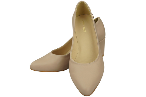 Klassische Glatt Damen Cappuccino Blass Naturleder Schuhe 213 ElitaBut