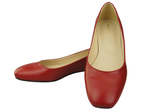 Flache Frauen Schuhe Rot Dekorative Ferse Naturleder 209 ElitaBut