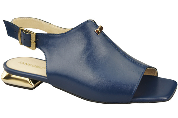 Bequeme Frauenschuhe Sandalen Marineblau Flacher Goldabsatz Naturleder 207 ElitaBut