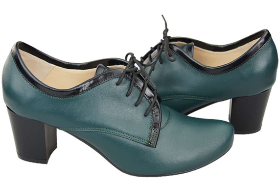 Schuhe Damenschuhe, Schnürschuhe, Naturleder, Malachit 758 ElitaBut