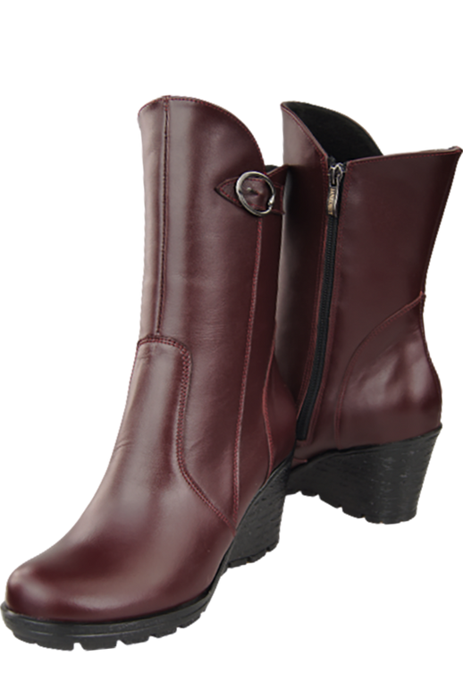 Damen-Keilstiefel, Naturleder, Burgund 750 ElitaBut