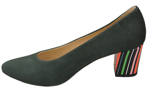 Damenschuhe Graphit-Pumps, natürliches Wildleder, dekorativer Absatz 158 von ElitaBut