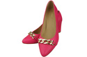 Klassische Frauen Neonrosa Naturleder Schuhe mit Gold Ornament Kette 200 ElitaBut