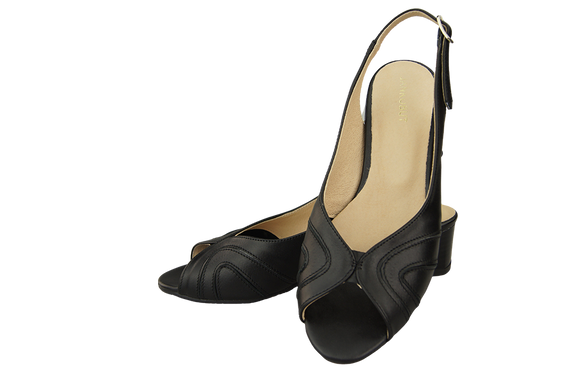 Damenschuhe Sandalen, Naturleder, Schwarz 991 ElitaBut