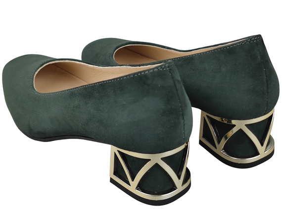 Bequeme Damenschuhe Graphit Pumps mit dekorativem Absatz Natürliches Wildleder 219 von ElitaBut