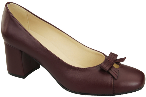 Damen Pumps mit Schleife Burgund Naturleder und niedrigem Absatz 203 ElitaBut
