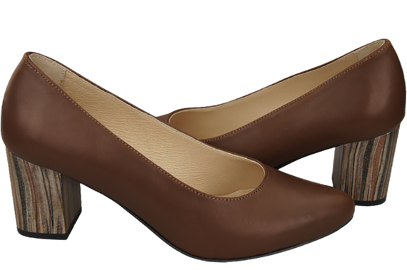 Damenschuhe Pumps Braun Naturleder mit Zierabsatz 157 ElitaBut