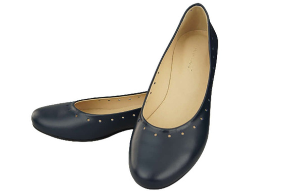 Damenschuhe Bequeme Ballerinas, Naturleder, Marineblau 162 ElitaBut